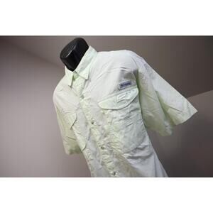 Columbia PFG Vented Fishing Shirt Light Green Performance Camp Shirt Mens Large